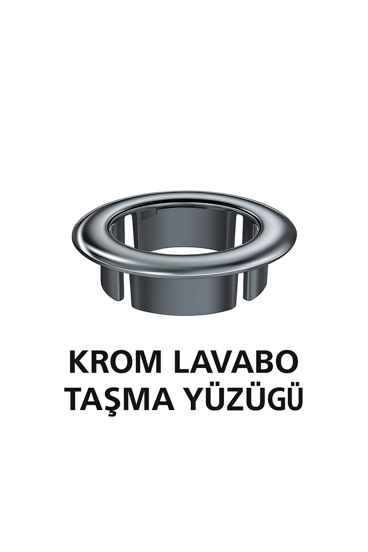 Parlak Krom Görünümlü Lavabo Taşma Yüzüğü - Dayanıklı Metal Evye Taşma Halkası 1 Adet