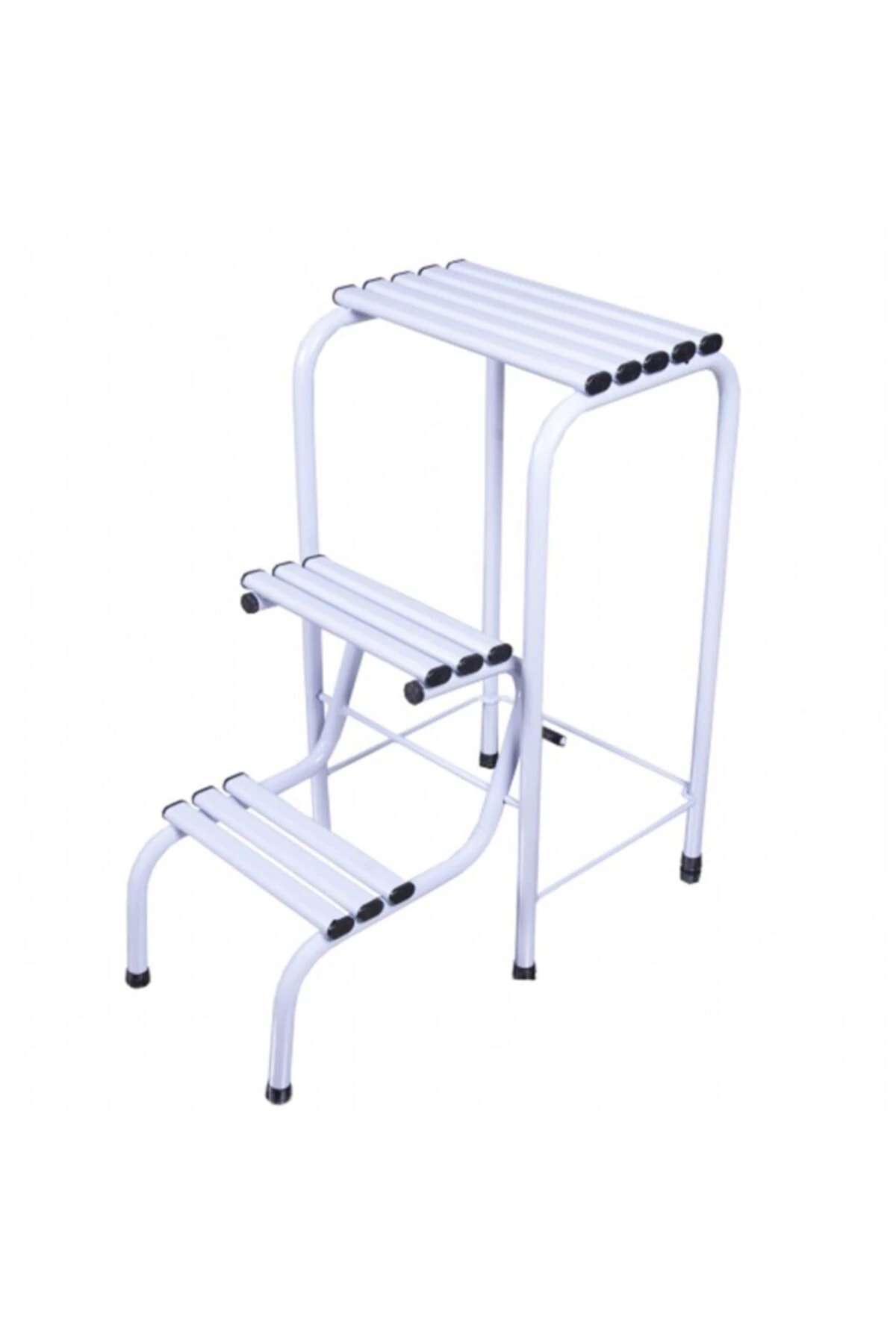 3 Basamaklı Tabureli Merdiven Katlanır Metal Ev Merdiveni