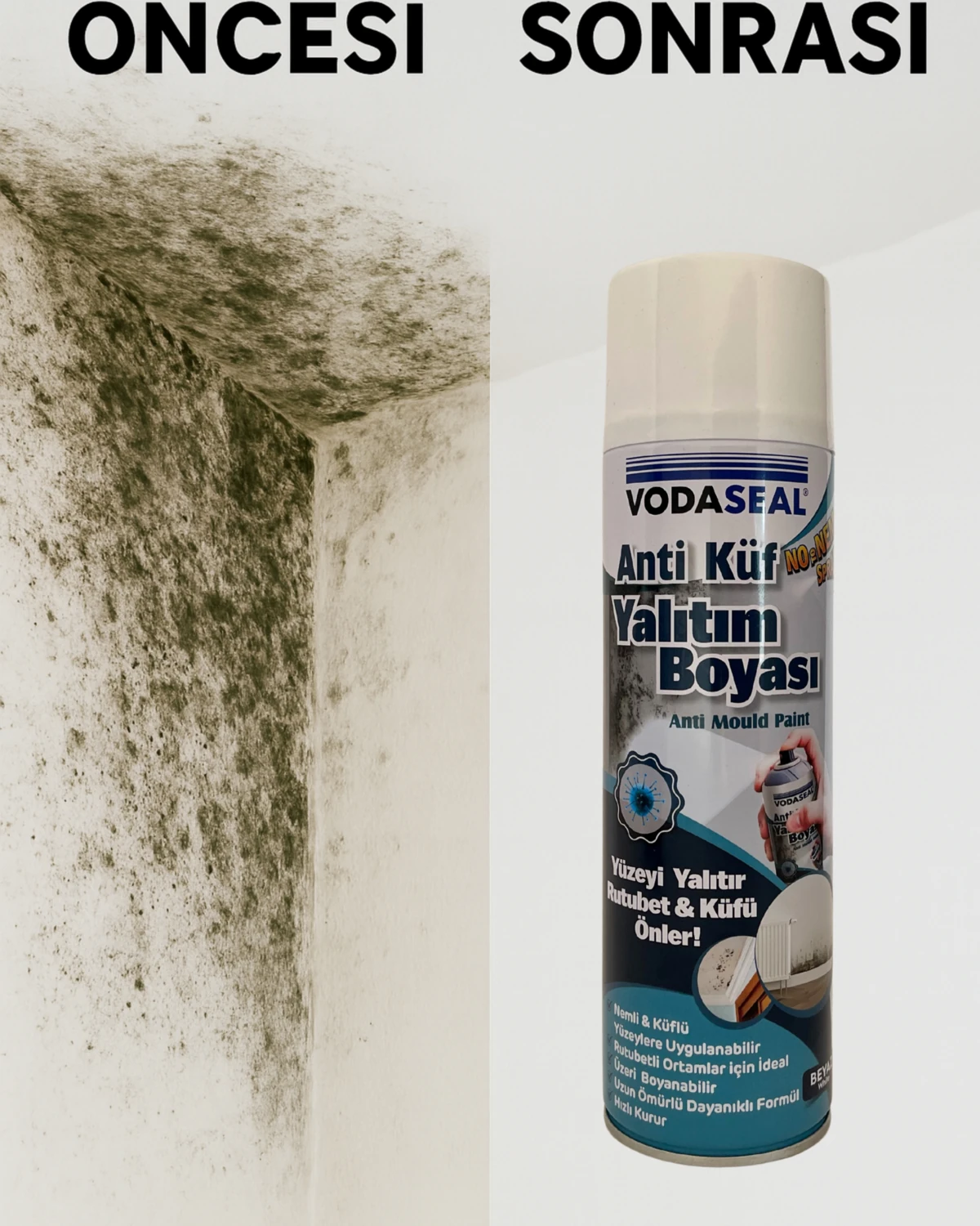 Anti Küf Yalıtım Boyası 5'li Paket– Rutubet ve Küfe Karşı Mucizevi Sprey 400 ml