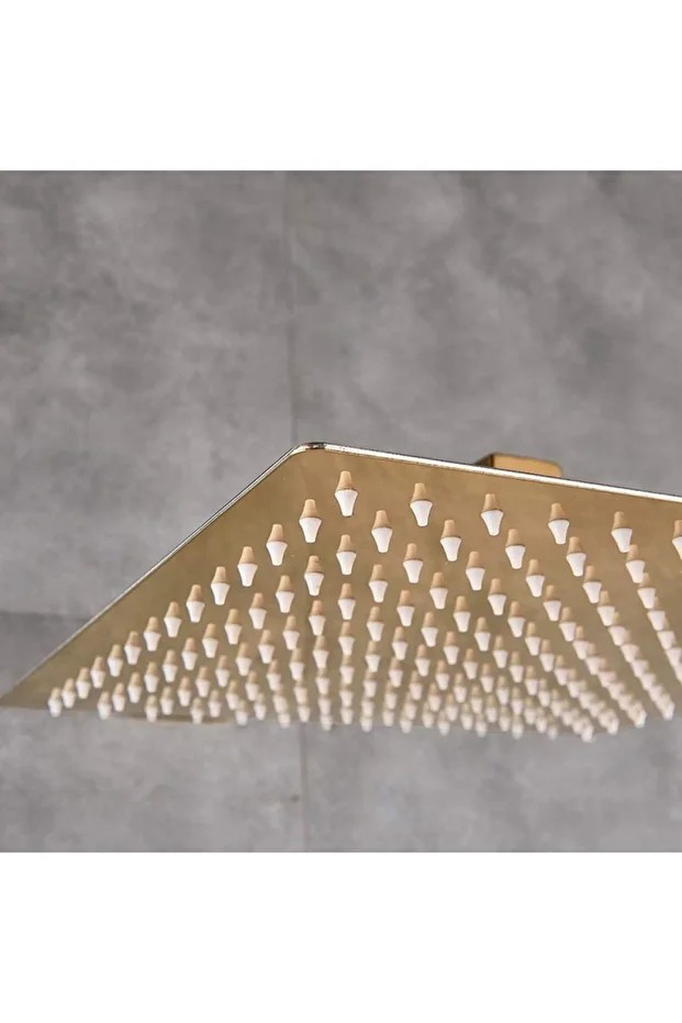 Tepe Duş Başlığı Kare Slim 304 Metal 25x25 Cm Altın Ktd102-g