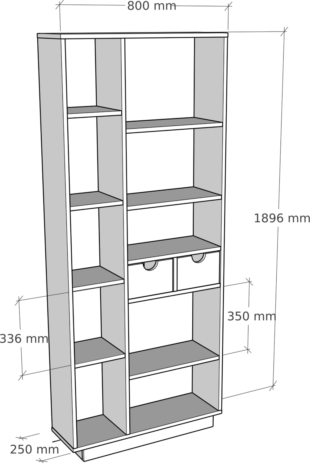 Luma 10 Bölmeli 2 Dolaplı Modern Kitaplık Beyaz - Luma