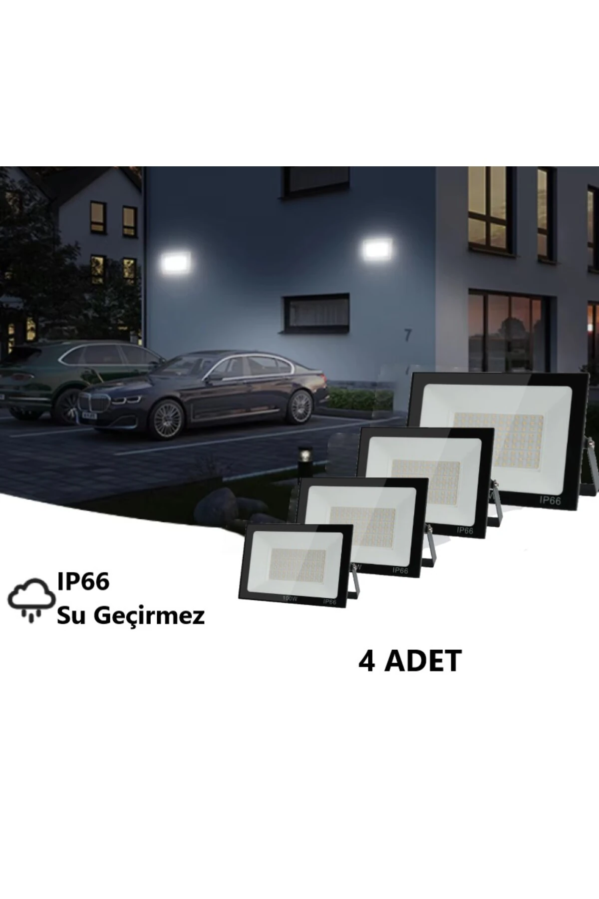 Led Işık Projektör 100W Beyaz Işık 6500K 9000LM Bahçe Duvar Yol ...