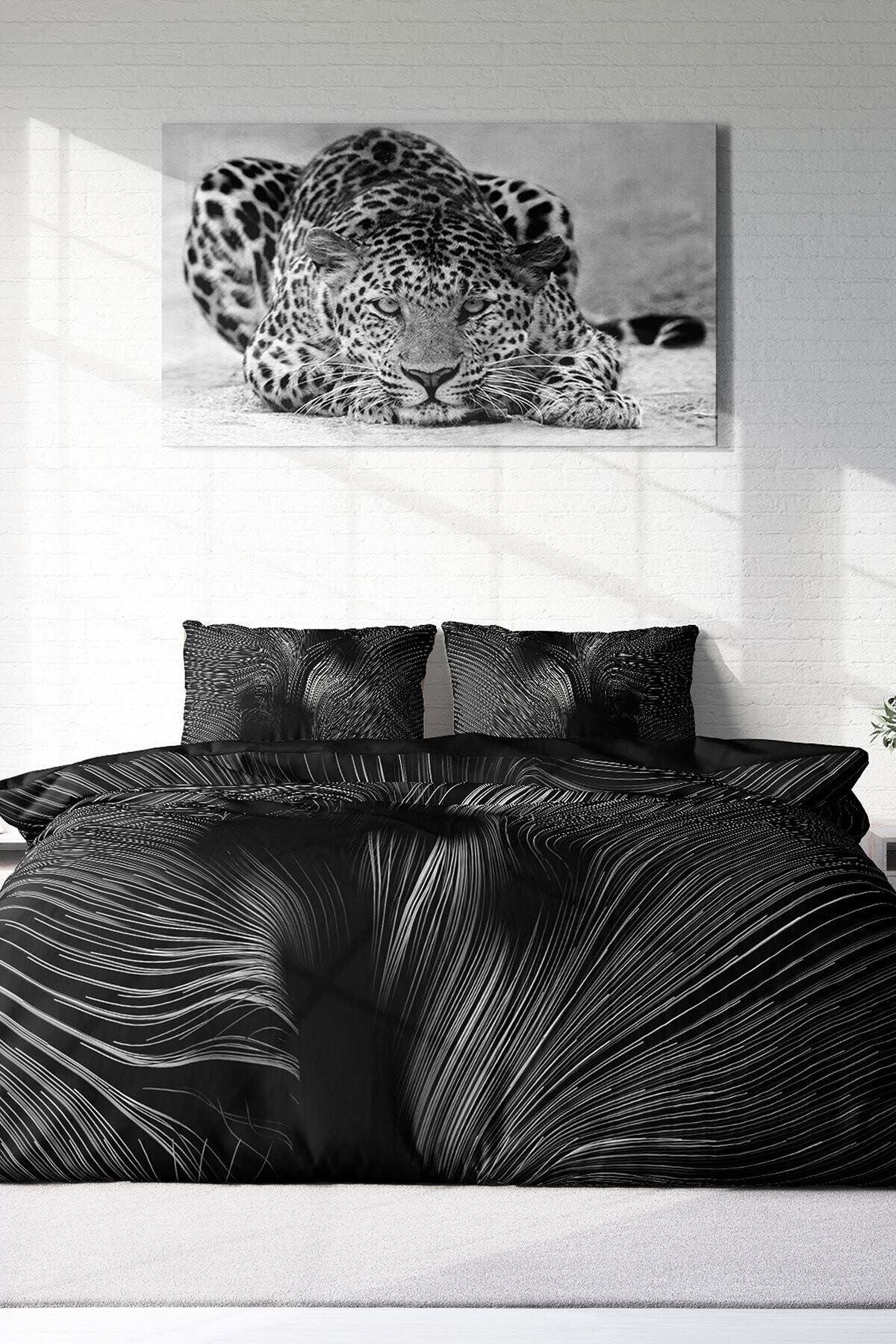 Kıng Sıze Gray Motion 3d Pamuk Saten Çift Kişilik Nevresim Takımı 220x240cm
