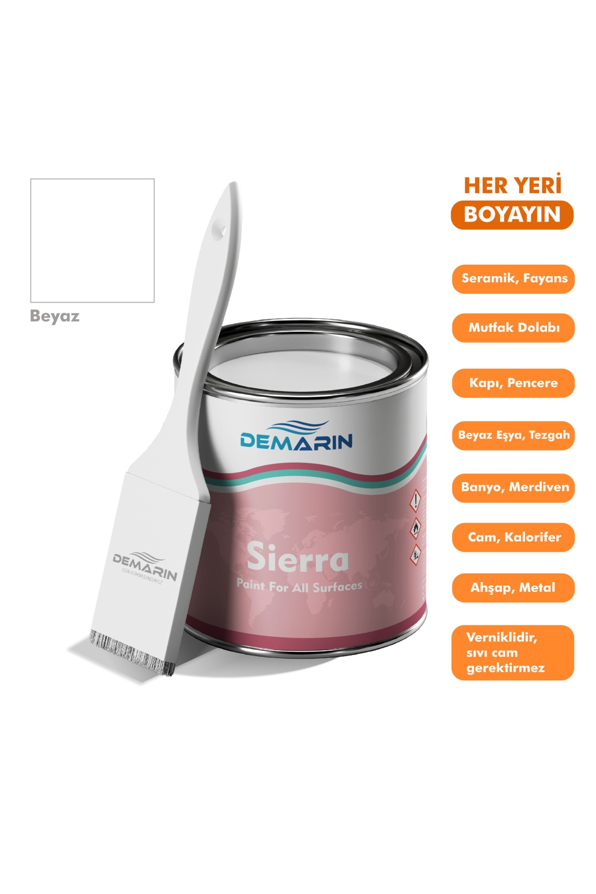 Her Şeyi Boyayabilen  Sierra Tek Bileşen Fayans, Tezgah, Seramik, Mobilya, Zemin Boyası 1 Kg
