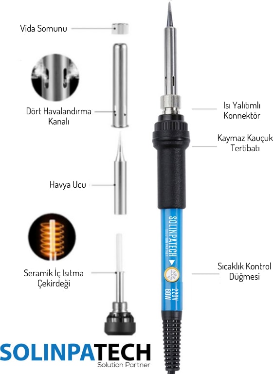 60W Sıcaklık Ayarlanabilir Havya Lehim Makinası