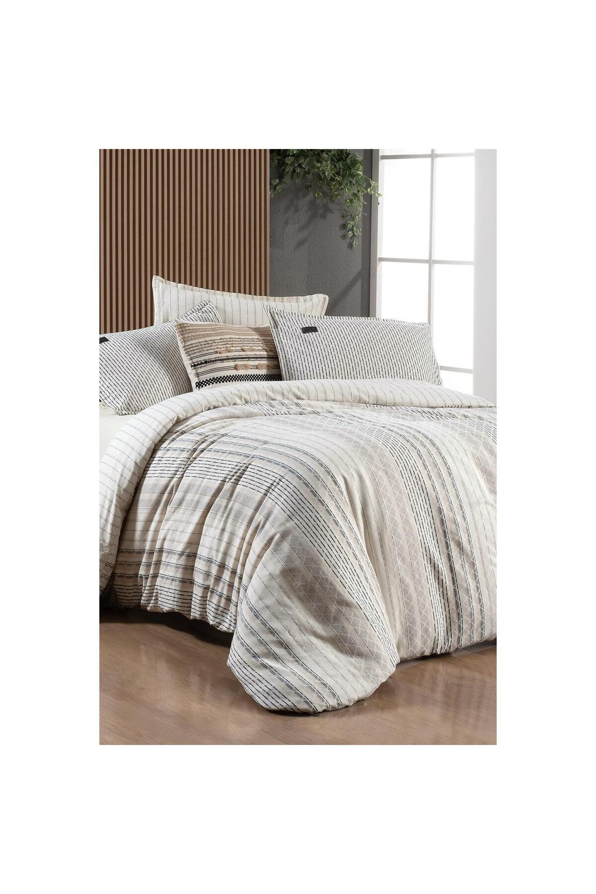 Calamor Bej Çift Kişilik %100 Pamuk Mood Comfort Nevresim Takımı