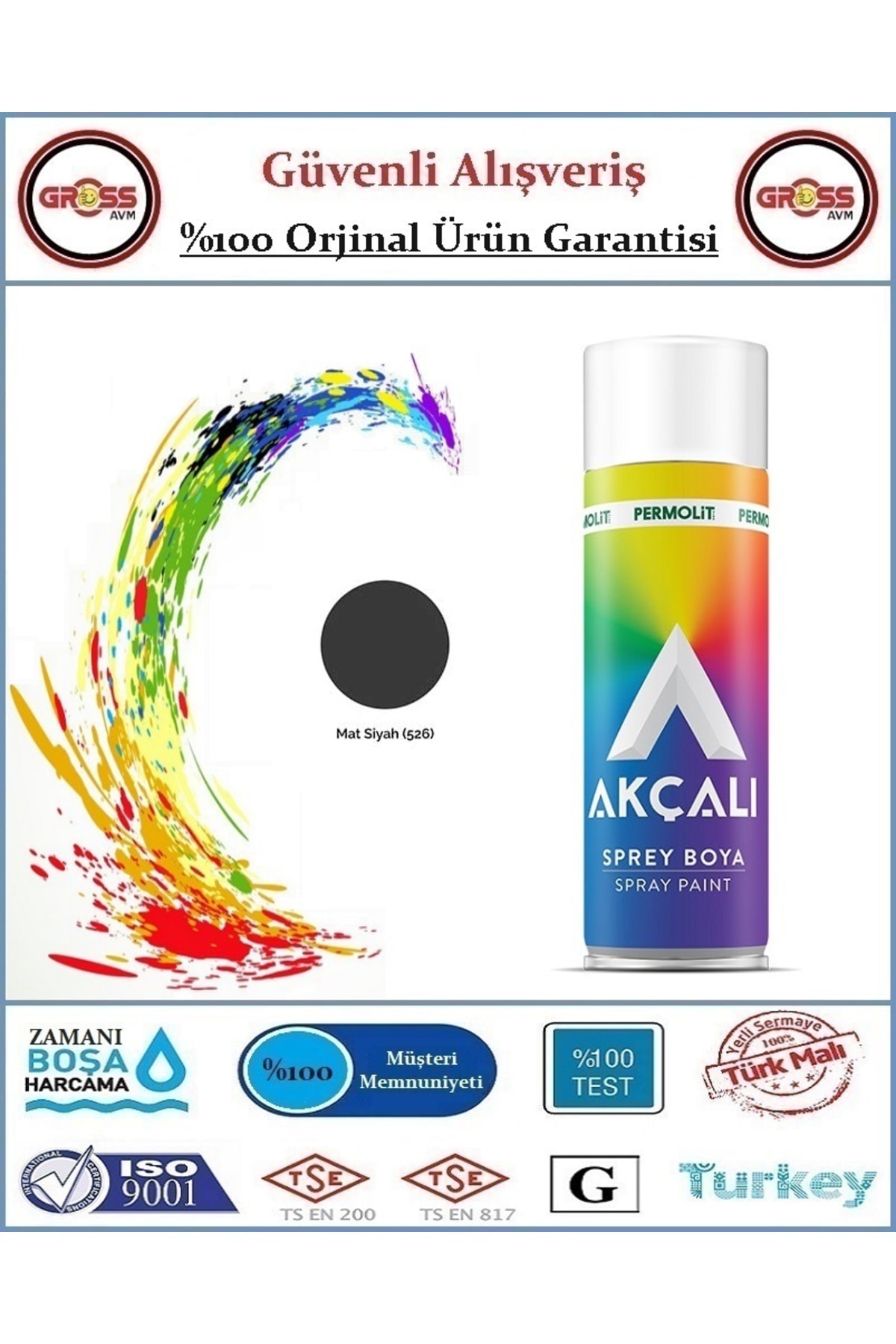 Sprey Boya - 400ML Tam Dolum - Orjinal Ürün - Mat Siyah