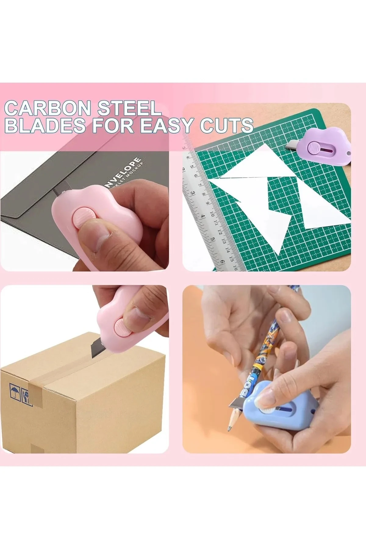 Mini Taşınabilir Çok Amaçlı Maket Kargo Açma Bıçağı Falçata 3'lü Set SHN-1191