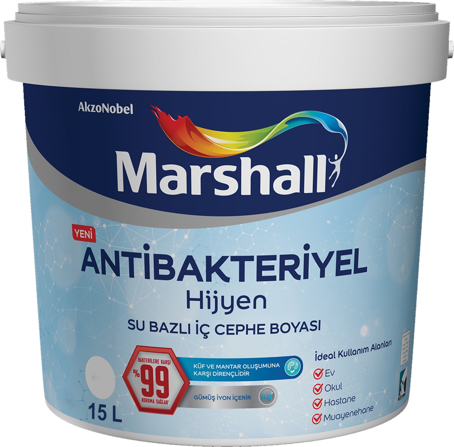 Antibakteriyel Hijyen İpek Mat İç Cephe Boyası Çimen Kokusu 15 Lt (20 Kg)