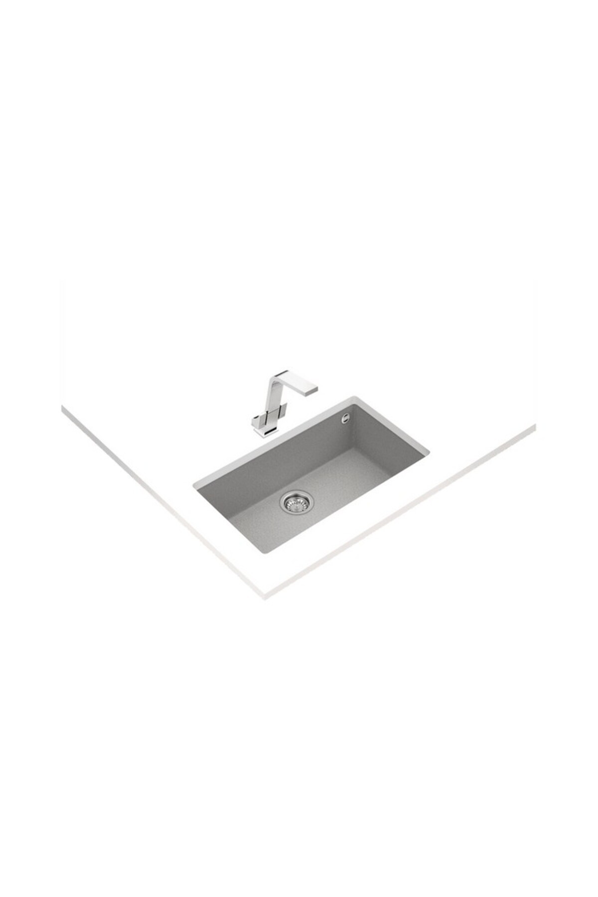 Square 72.40 Tezgah Altı Stone Gri Granit Evye