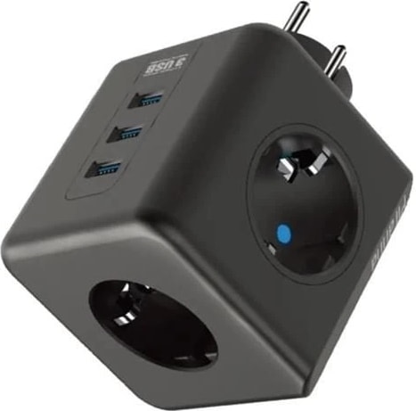 Isıya Dayanıklı Termal Akım Korumalı ve Çocuk Korumalı 3 Priz Girişli 3 USB Girişli Küp Priz