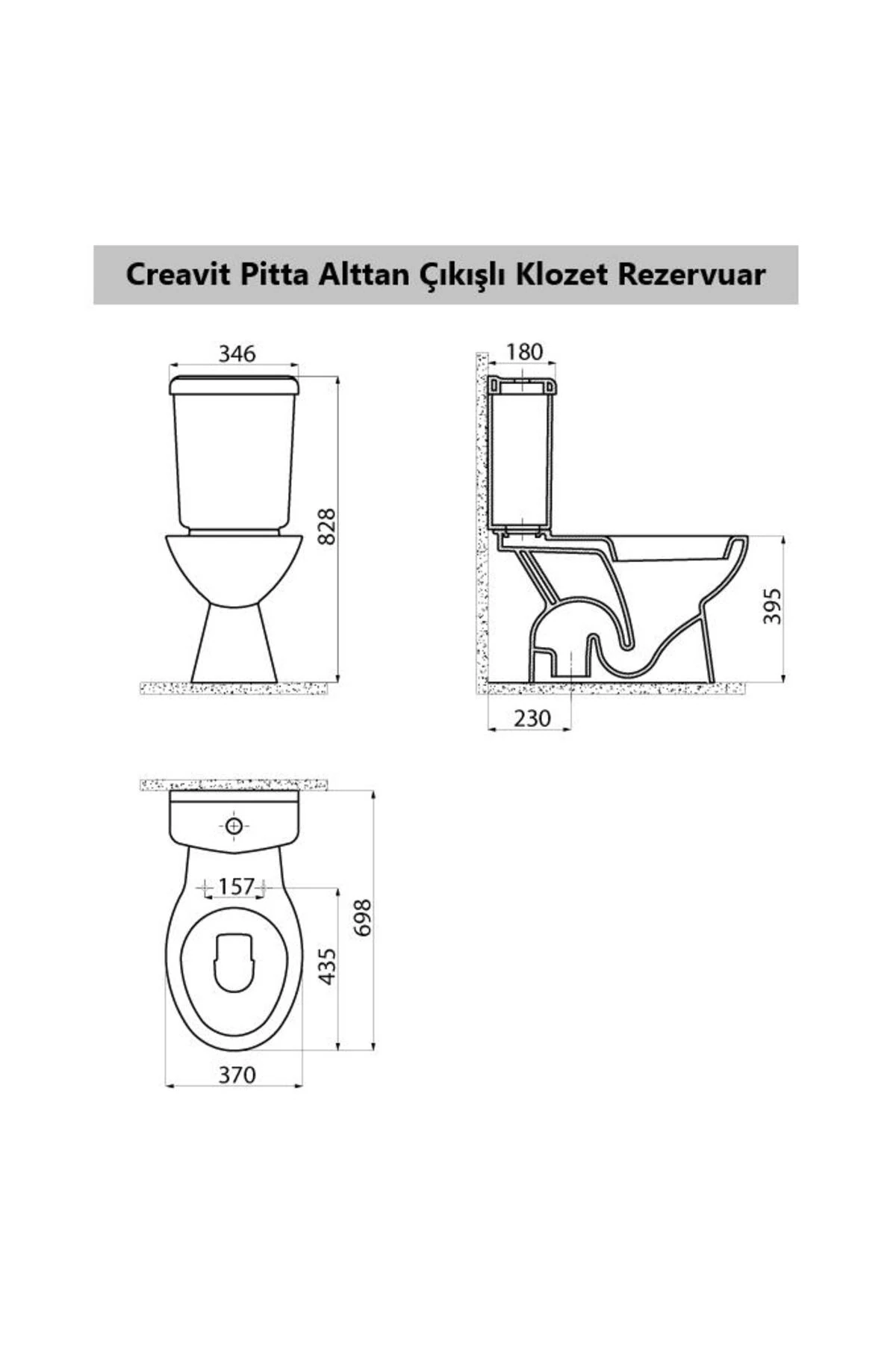 Pitta Alttan Çıkışlı Klozet + Rezervuar + İç Takım + Çınar TP Yavaş Kapanan Kapak 4 'lü Set