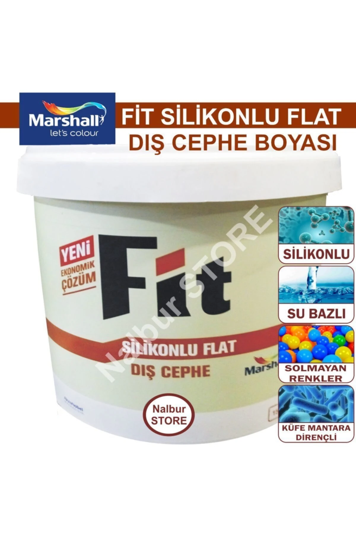 Fit Silikonlu Flat Dış Cephe Boyası 15LT=20KG BEYAZ-Kir tutmaz-Solmayan renkler-Kokusuz