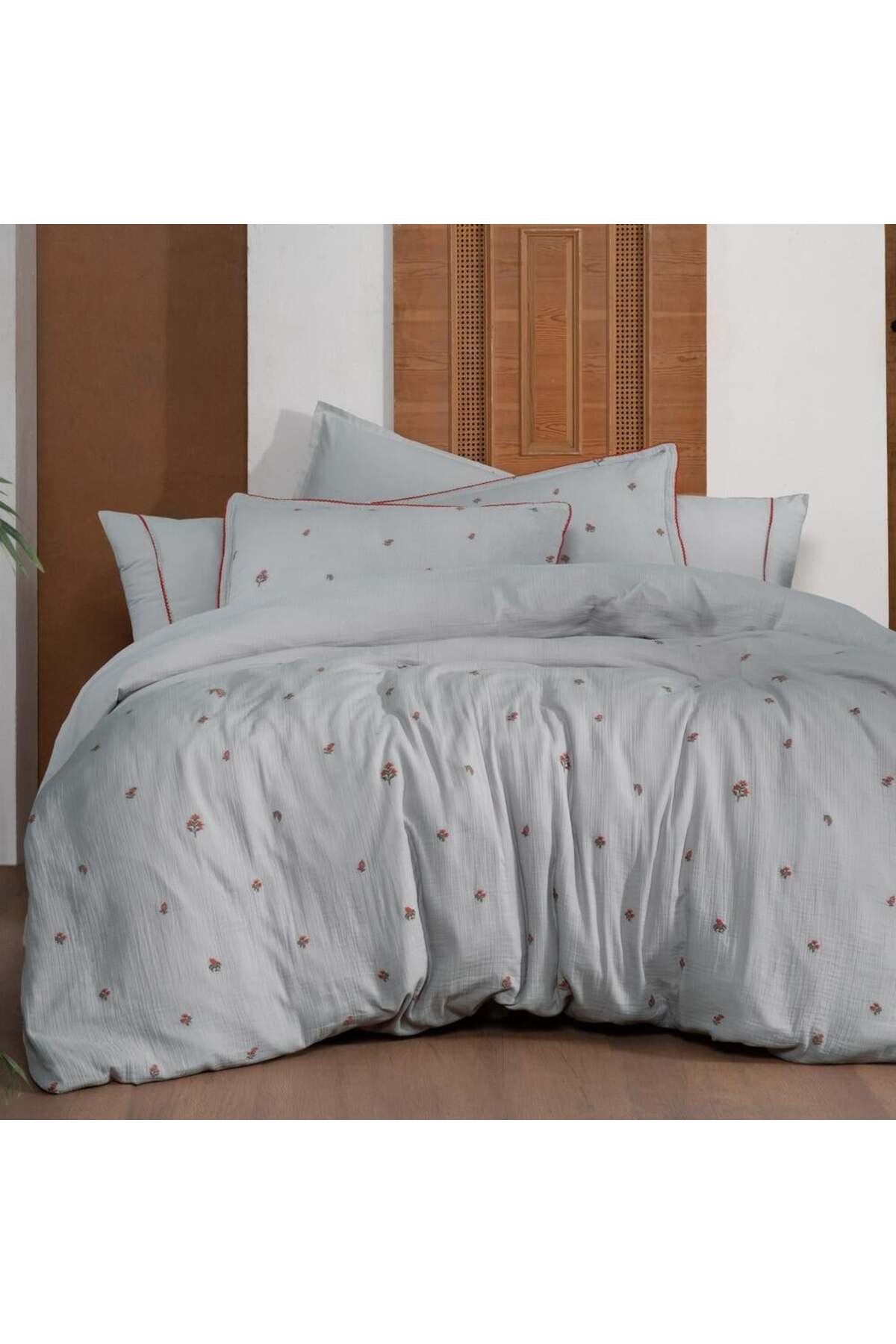 Plana Gri Tek Kişilik %100 Pamuk Mood Comfort Müslin Nevresim Takımı