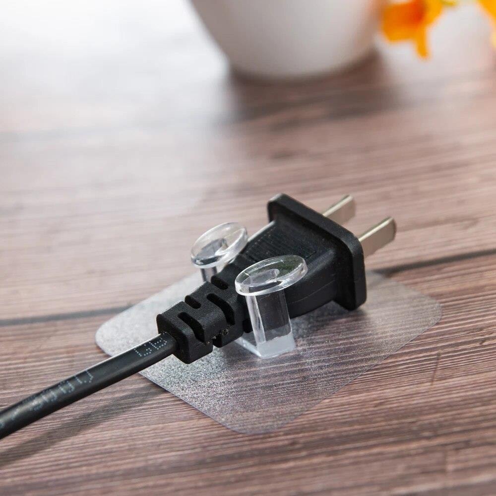 4'lü Güçlü Yapışkanlı Fiş,kablo Tutucu Düzenleyici Organizer Askı