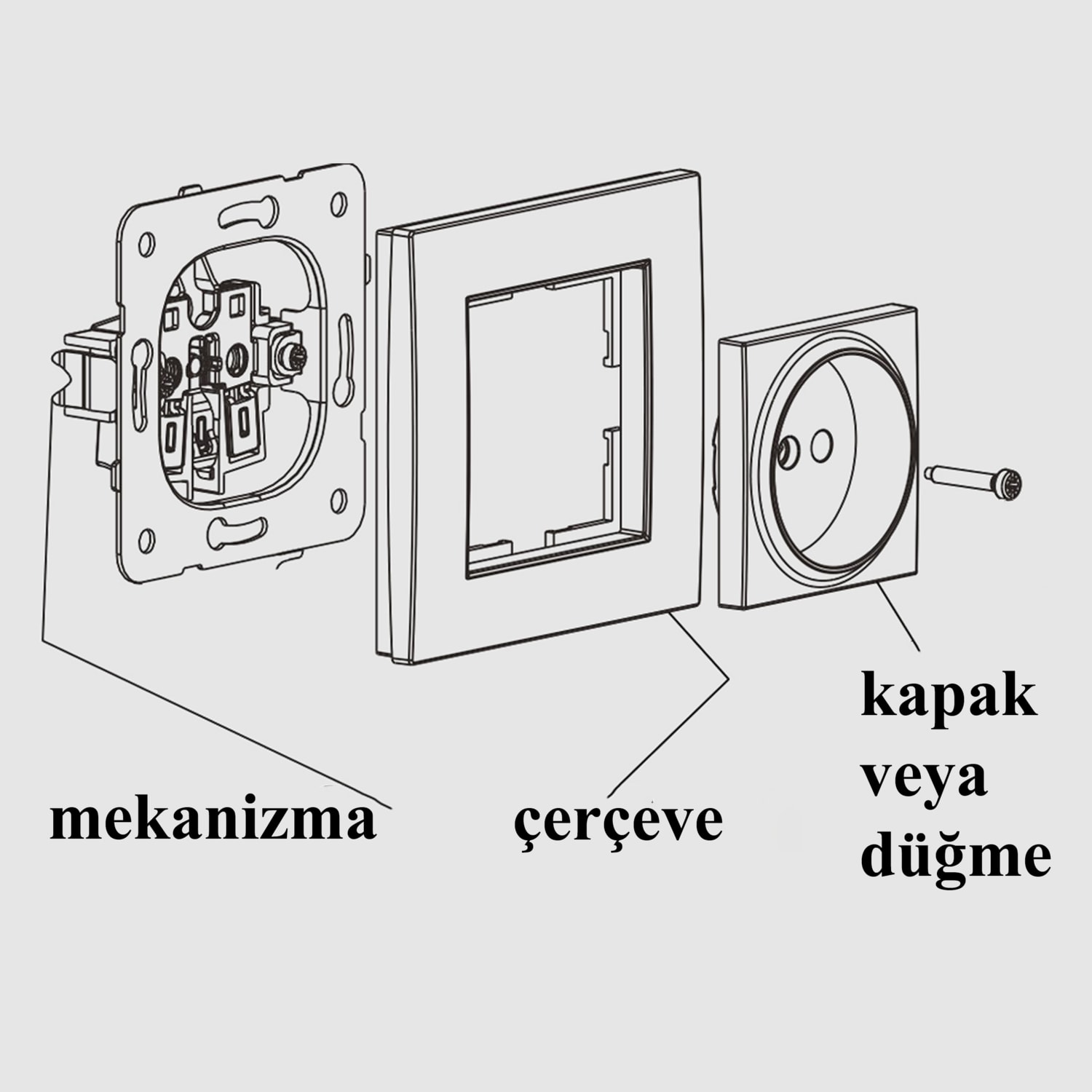 Novella Çocuk Korumalı Topraklı Priz Çerçeveli Siyah/füme/antrasit