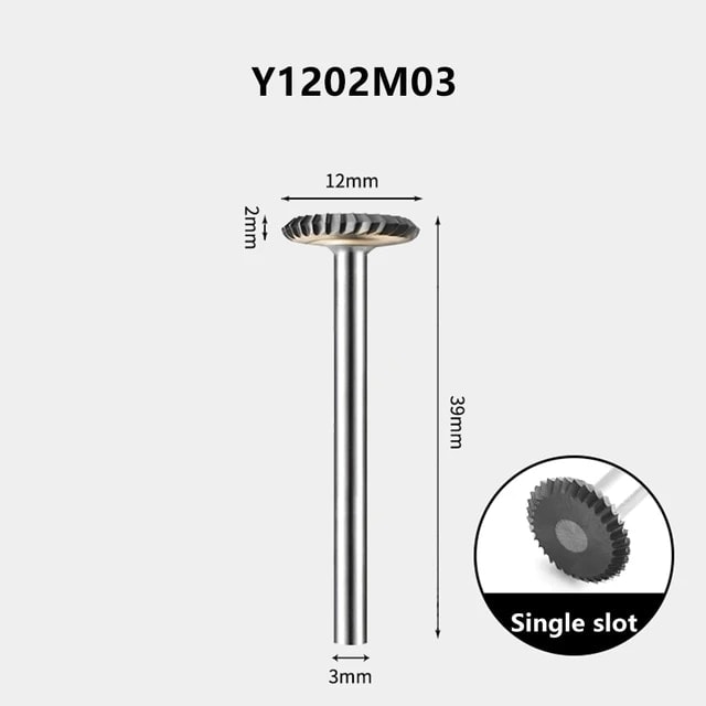 Y1202M03 Y Tipi Karbür Döner Dosya Ark Disk Şeklinde Tungsten Çelik Taşlama Kafası Planya Freze 3mm Kolu Y0602 Y1203 Y1602M03 (Yurt Dışından)