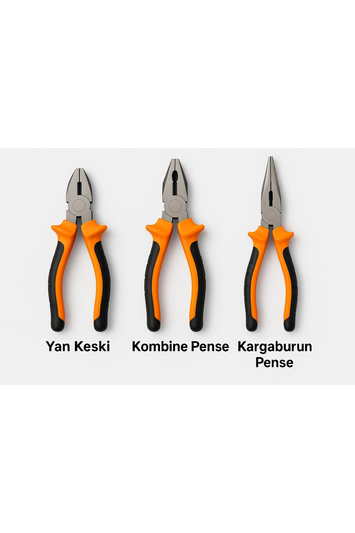 3’lü Pense Seti | 7” Kombine Pense + 6” Yan Keski + 6” Kargaburun | Elektrik & Tamir Aletleri
