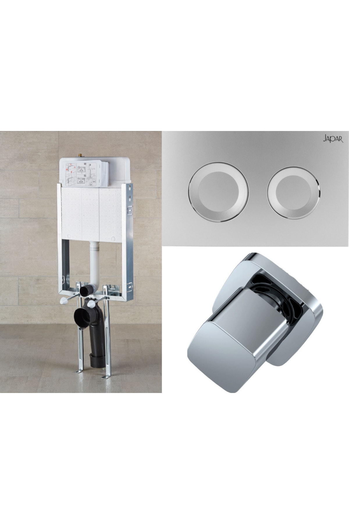 Promicro 80 Mm Çift Kademeli Gömme Rezervuar Seti (OVAL BUTON)