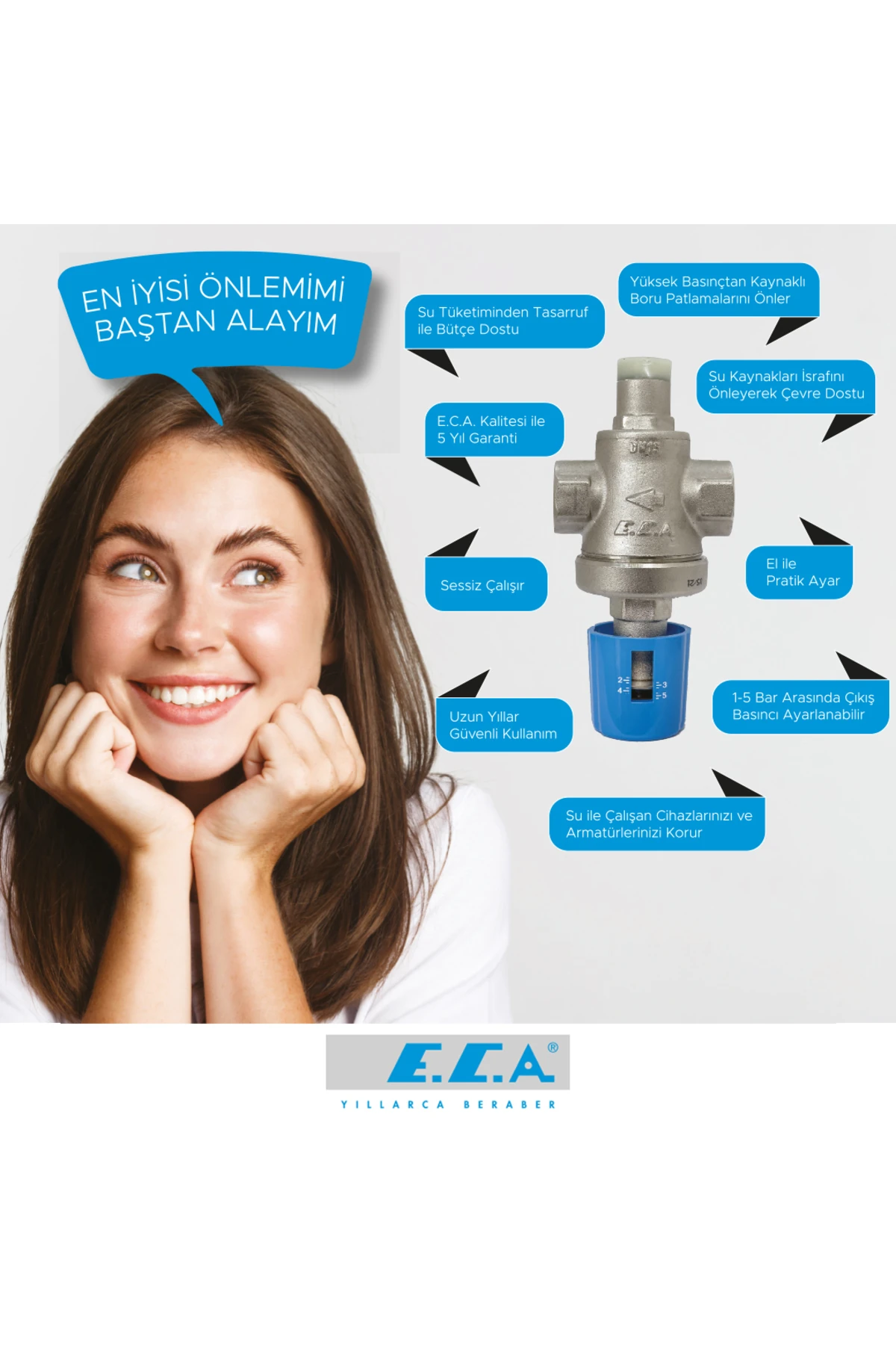 3/4 Su Basınç Düşürücü Pistonlu İç Vida X İç Vida Rakorsuz 602111009