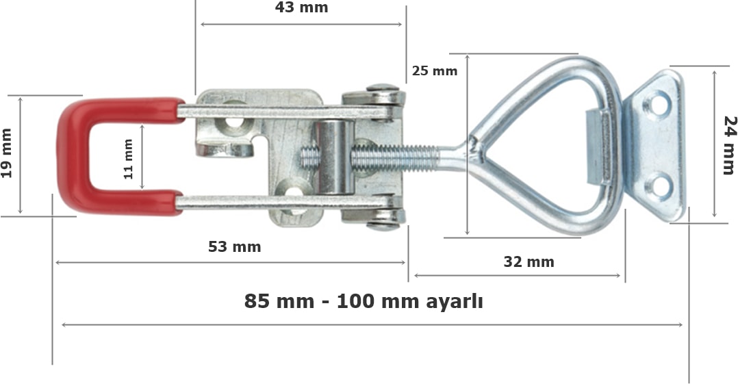 Ayarlı Gergi Kovan Kilidi Kaput Mandalı Kilit Yuvalı Küçük Boy