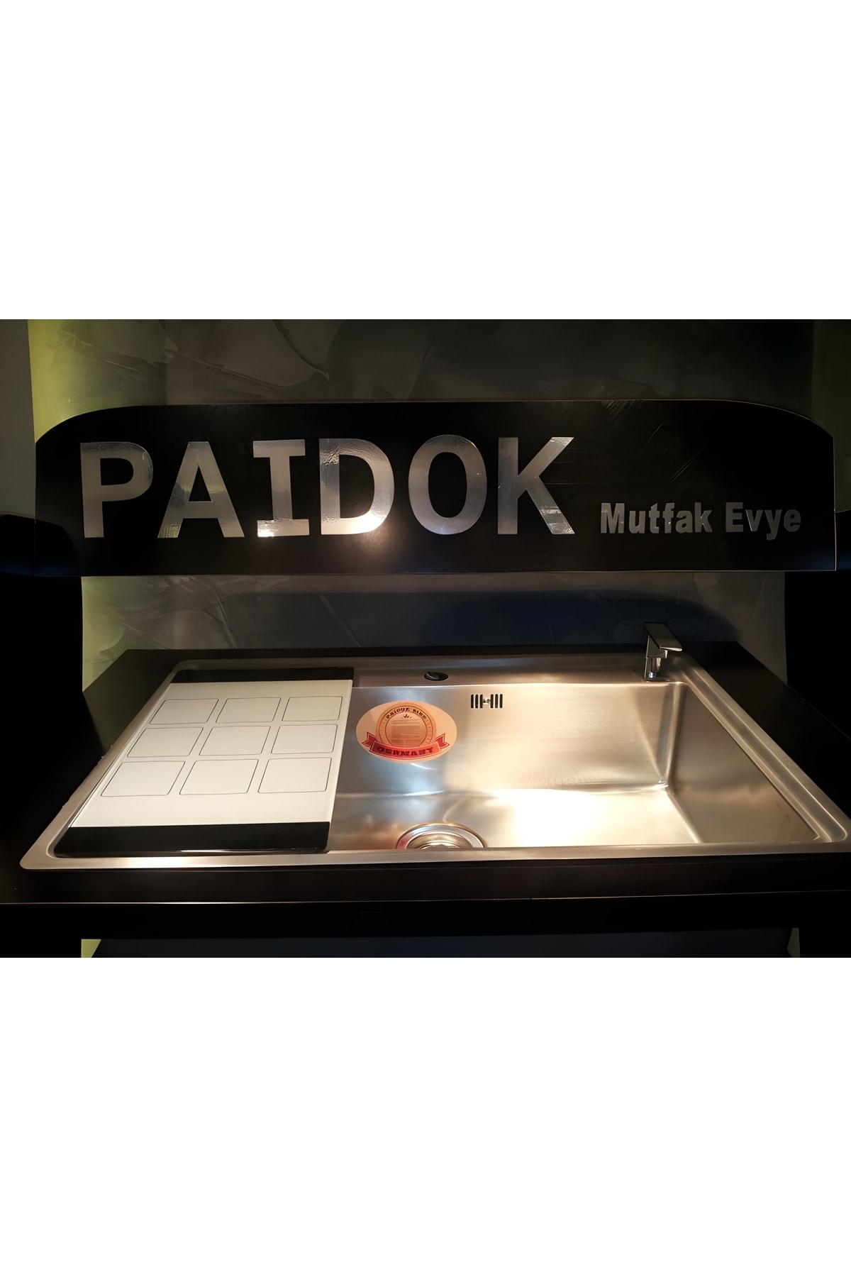 0329 Paslanmaz Çelik Evye Tezgah Altı + Üstü Montaja Uygun 1.2 Kalınlık + Aksesuarlar Hediye