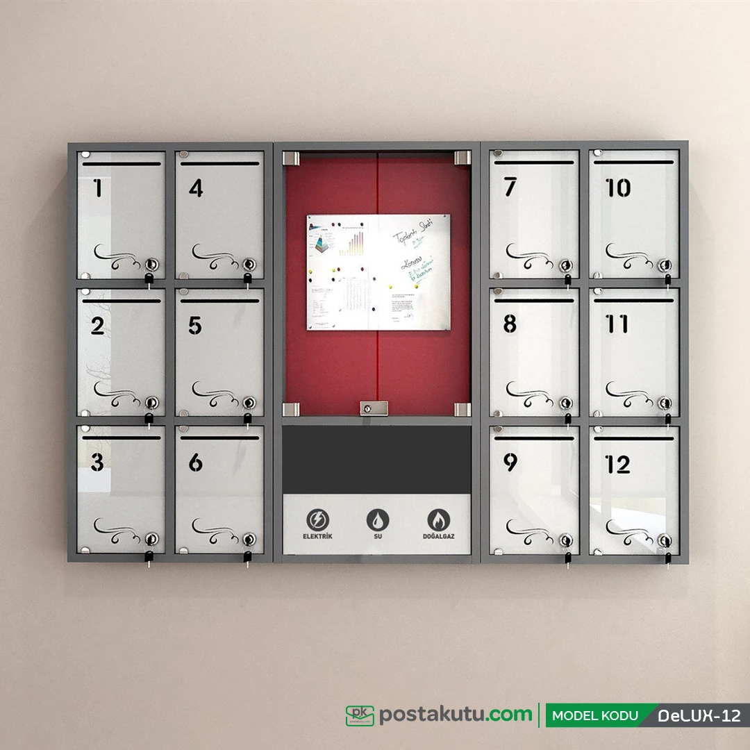 - 12 Dairelik Apartman Ilan Panosu ve Posta Kutusu