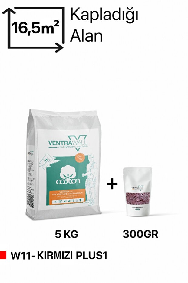 W11-KIRMIZI-PLUS1-5KG– Yalıtımlı Sürülen  mineral taşlı Beyaz Duvar Kağıdı