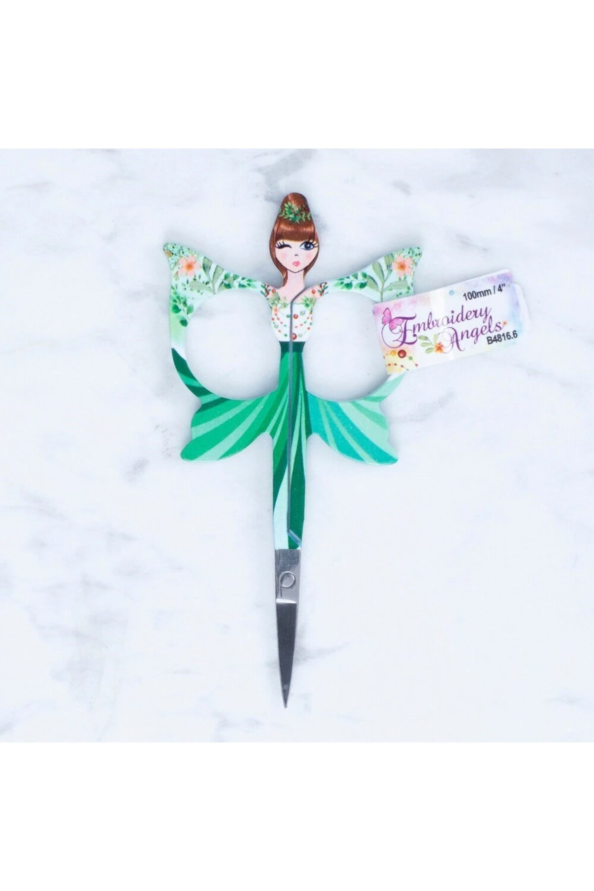 Kelebek Modelli Desenli Makas Yeşil - B4816.