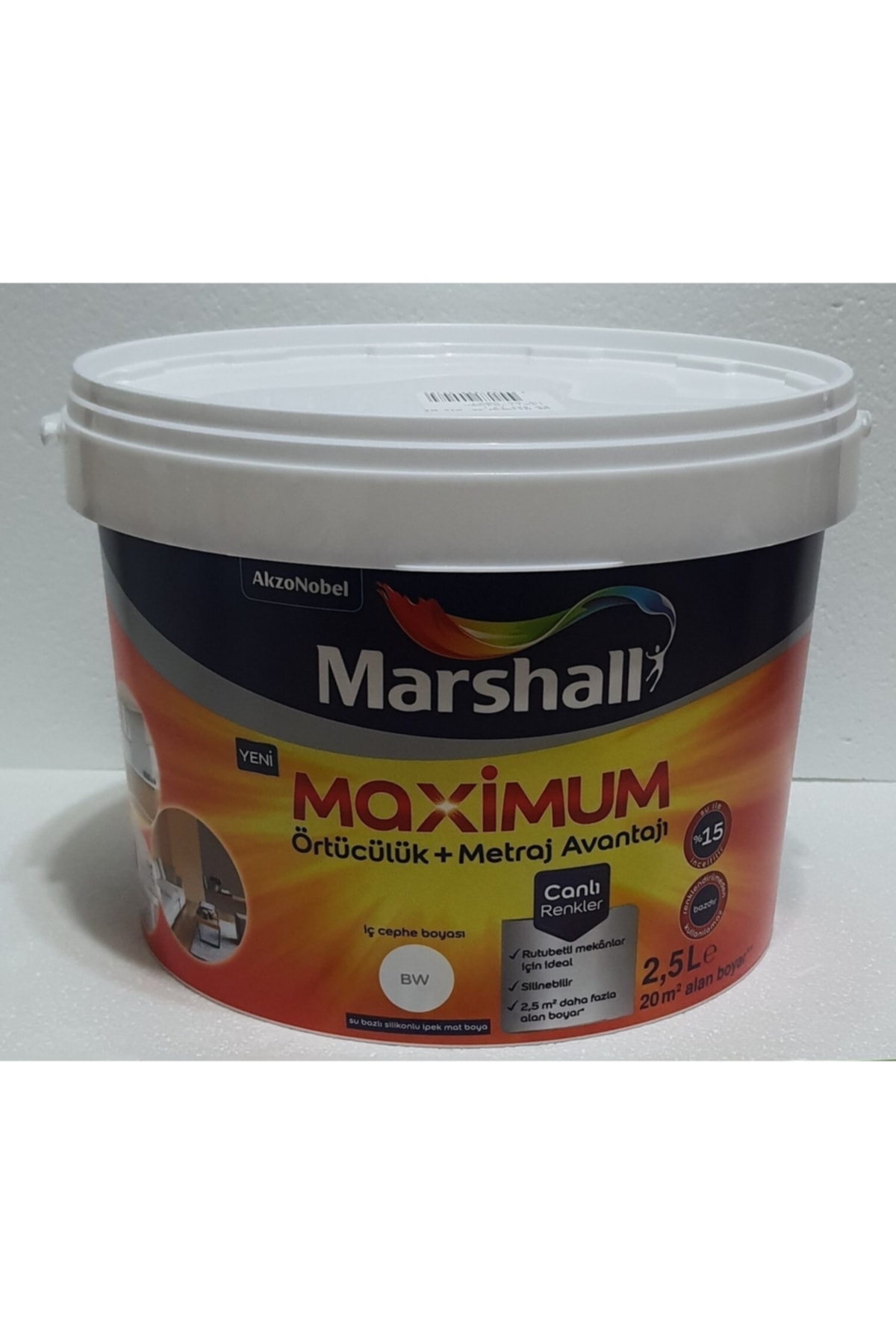 Maximum Silikonlu Ipek Mat Boya 2,5 Lt Beyaz
