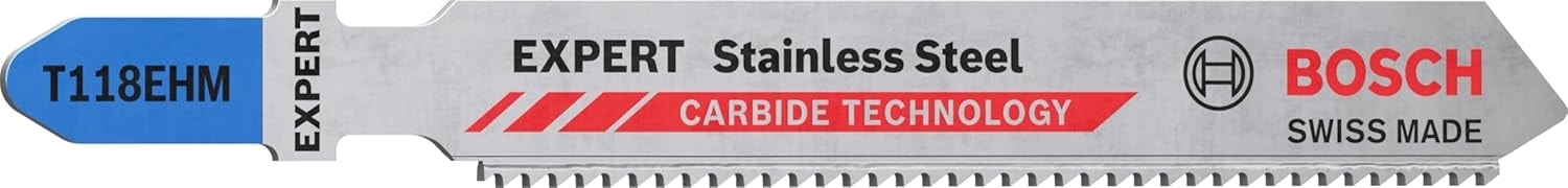 BOSCH Storemax Professional 3x Expert 'stainless Steel' T 118 Ehm Dekupaj Testere Bıçakları (Paslanmaz Çelik Saclar, Paslanmaz Çelik Saclar, Uzunluk 83 Mm, Aksesuar Dekupaj Testeresi)