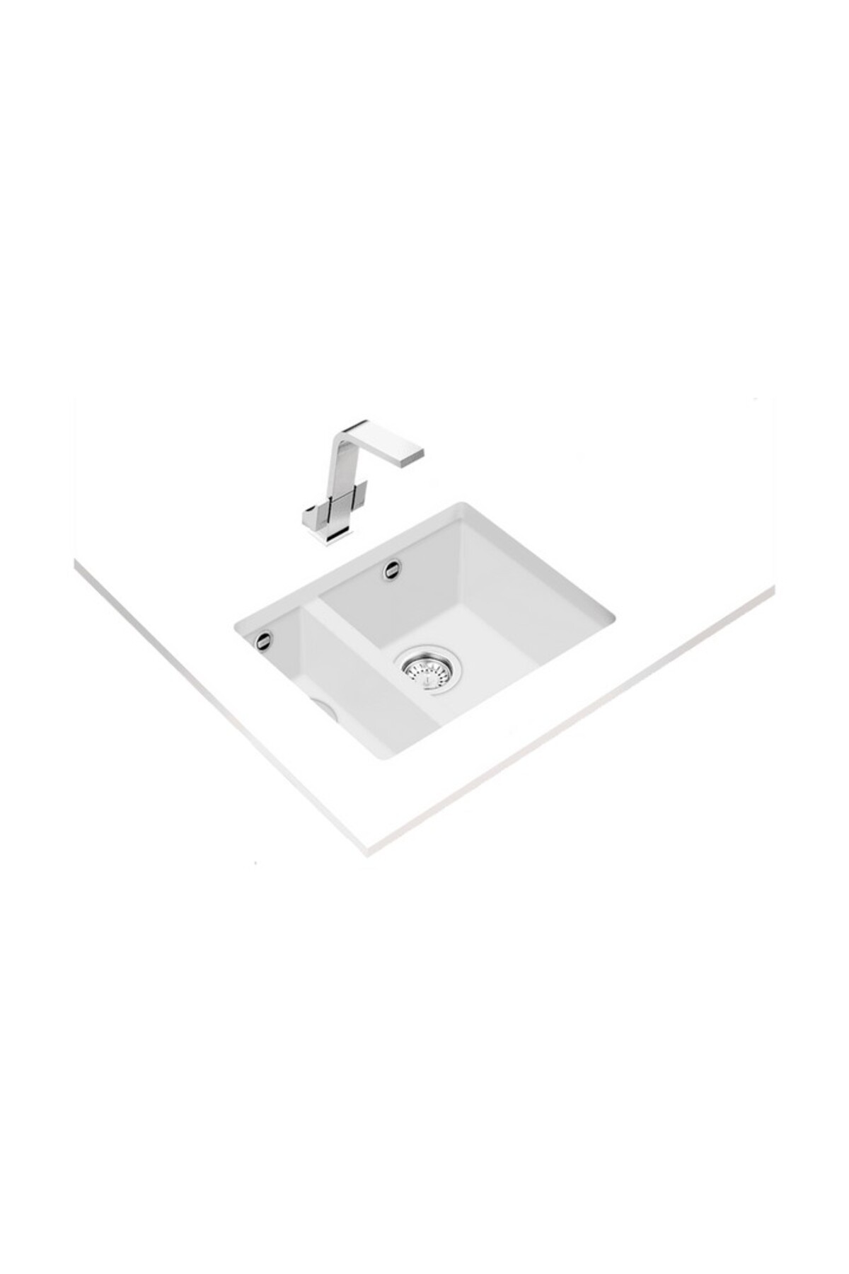 Square 560 Tezgah Altı Artic Beyaz Granit Evye