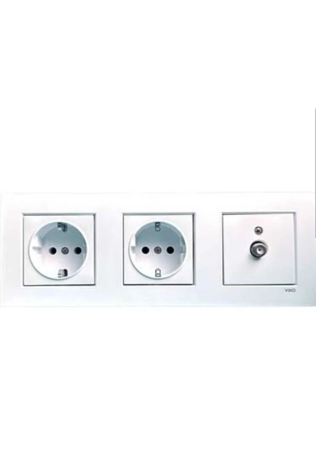 Viko Karre Beyaz 3lü Set Tv Uydu Prizi(F KONNEKTÖR) Topraklı Priz Topraklı Priz