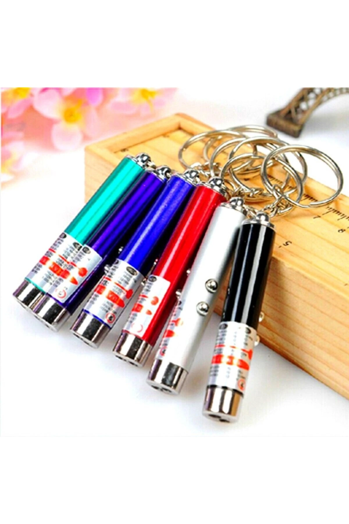 3 Fonksiyonlu Kırmızı Beyaz Işıklı Led Lazer Kedi Köpek Oyuncak Anahtarlık (K246)