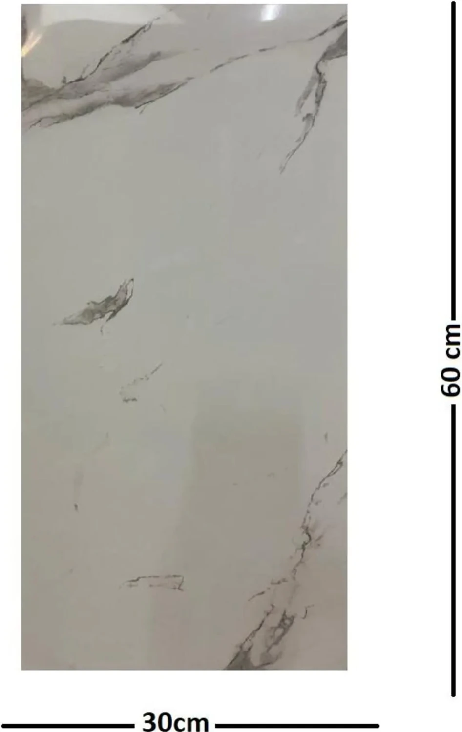 30X60CM Beyaz Mermer Desenli Kendinden Yapışkanlı Seramik Desen Banyo Wc Kaplama Pvc Duvar Paneli