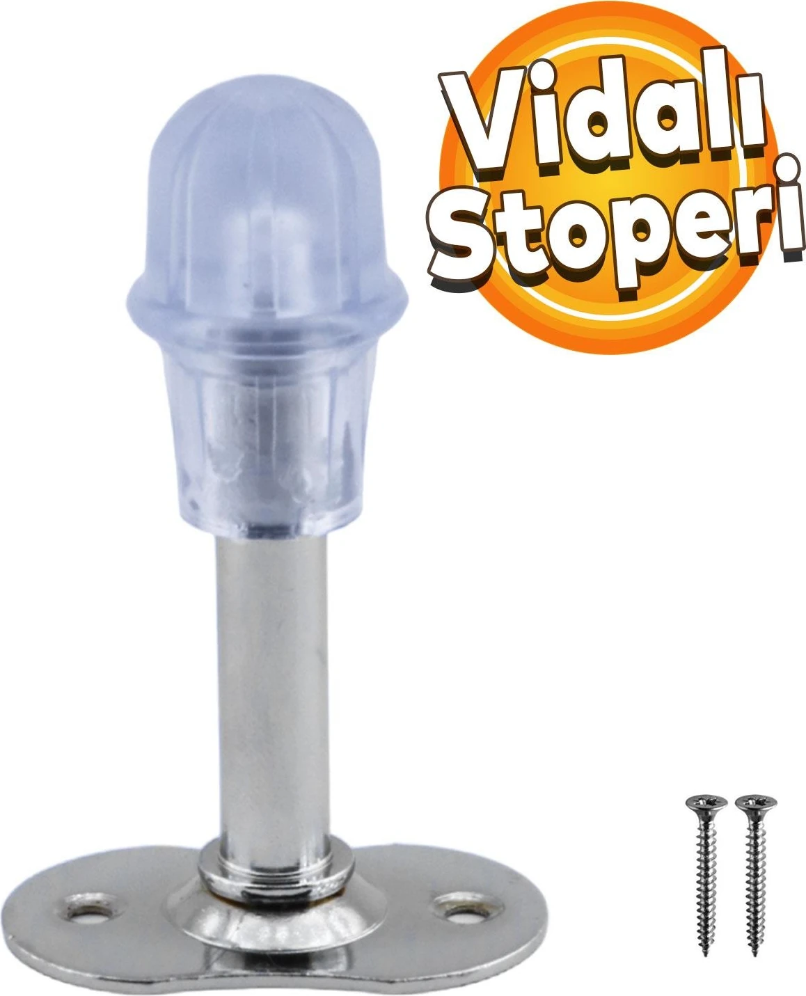 Mobilya Kapı Arkası Kolu Stoperi Tamponu Metal Krom 8 Cm Stopu Durdurucusu Tutucu Tutacağı