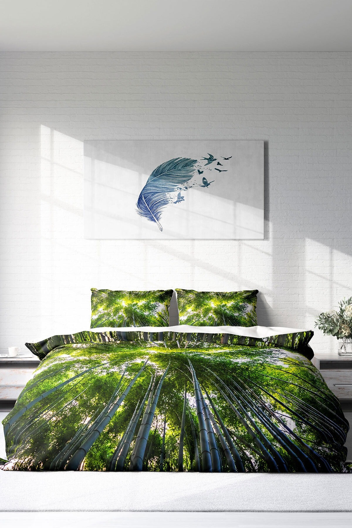 Kıng Sıze Forest 1 Naturel Çift Kişilik Nevresim Takımı 220x240cm