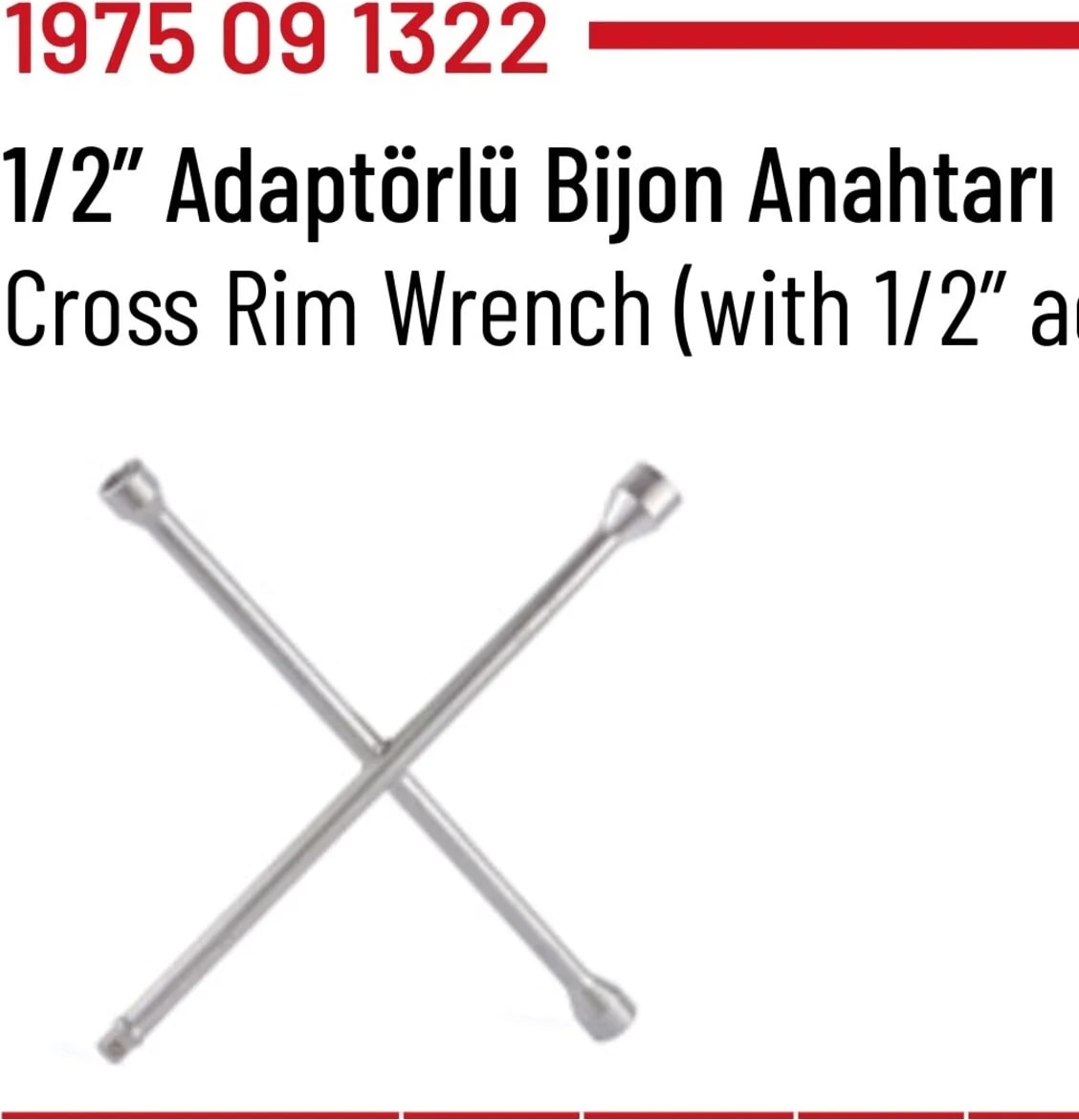 Bijon Anahtarı Istavroz 1/2 Adaptörlü