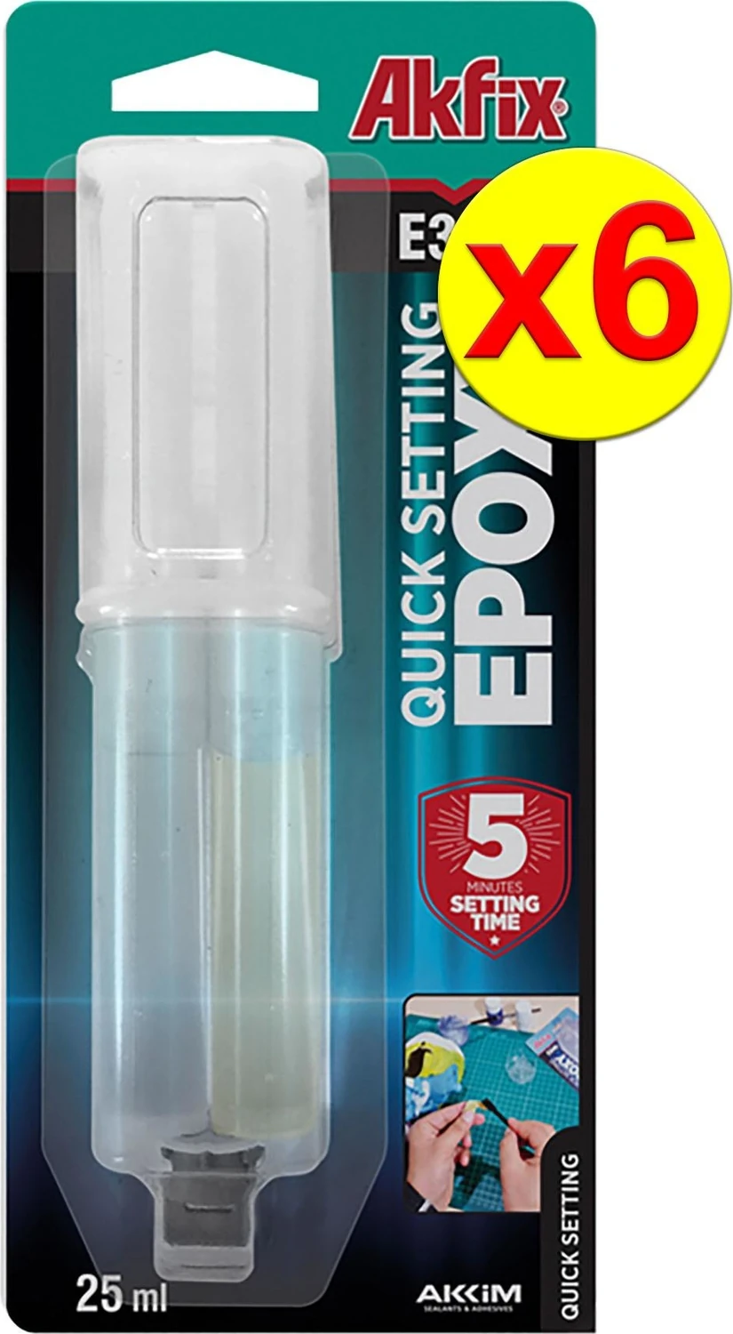 E340 Hızlı Epoksi Yapıştırıcı Şırınga 25ML 6 Adet