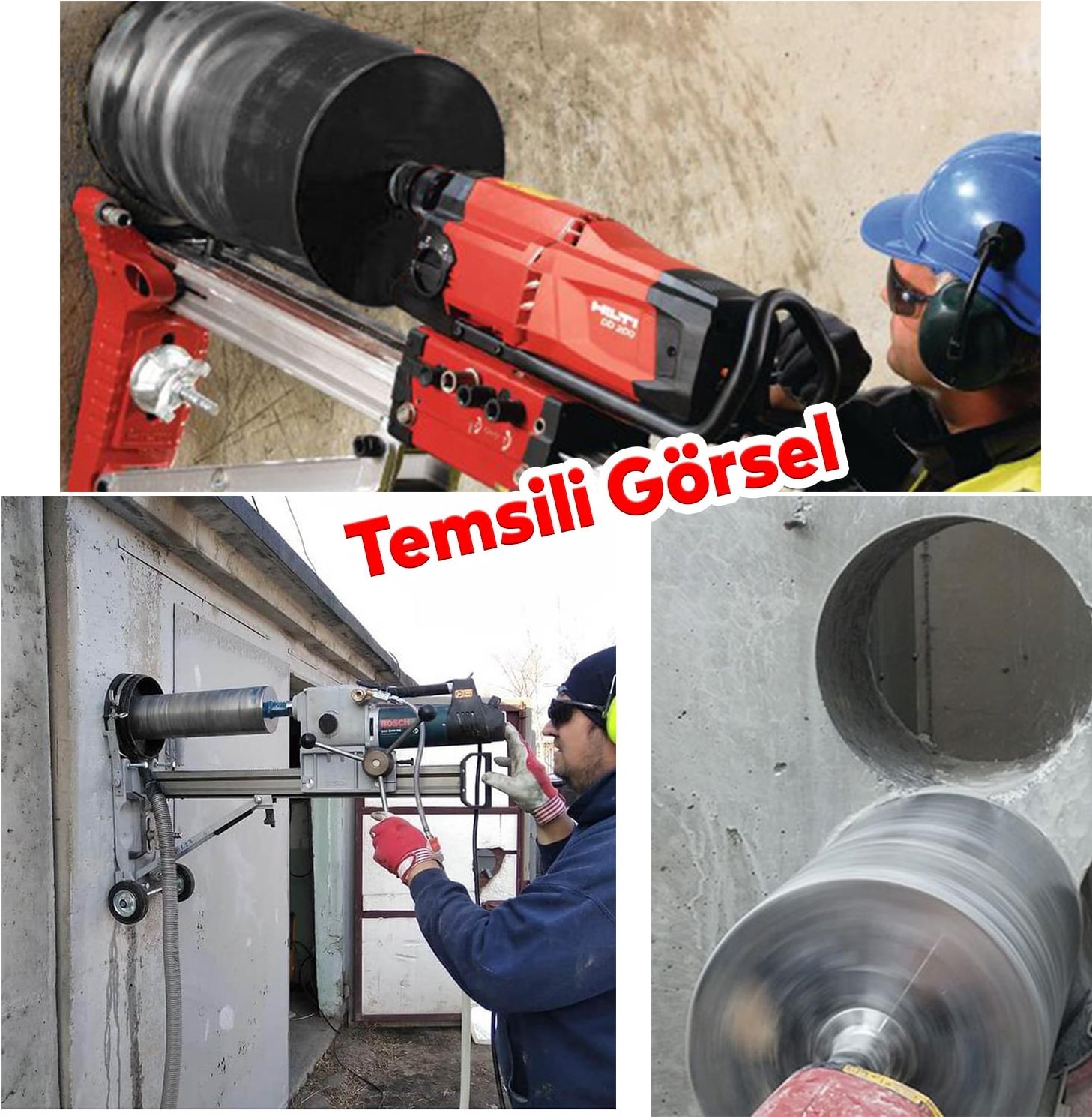 Elmas Karot Ucu 140 mm Shun Beton Zemin Duvar Delme Delik Açma Panç Aparat Uç Deprem Numune Al Test