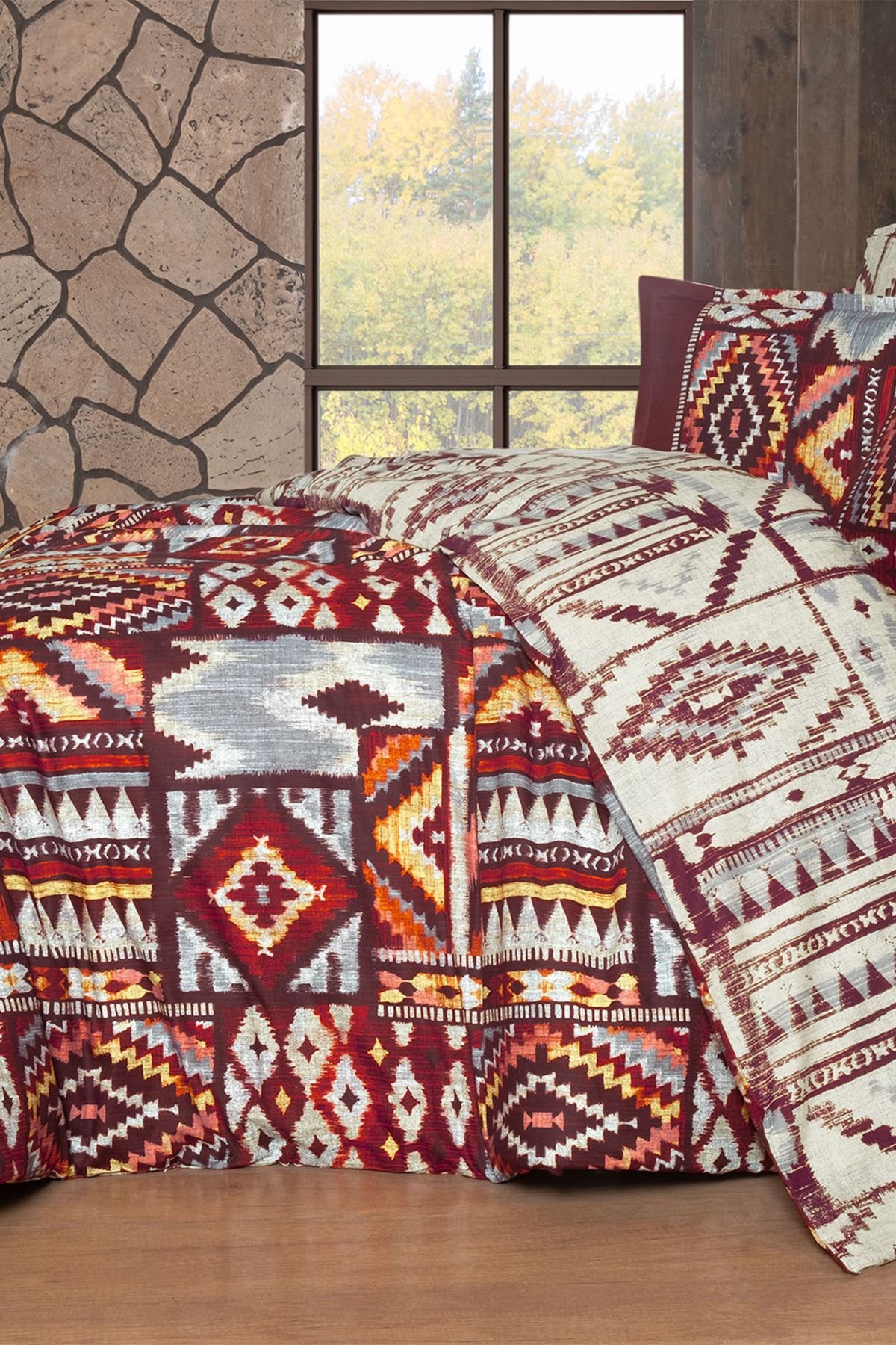 Gilya Bordo King Size (Battal Boy) %100 Pamuk Poplin Yıkamalı Çift Taraflı Nevresim Takımı