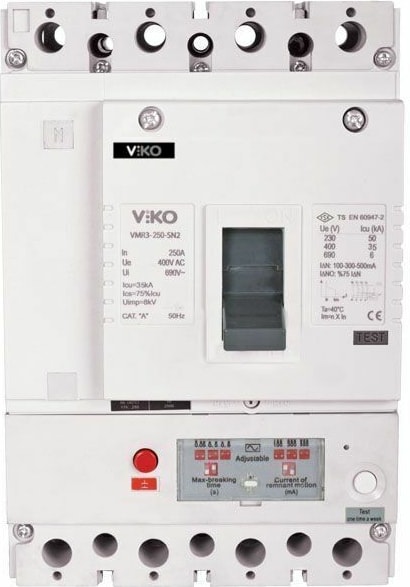 4X160 Amper 4 Kutuplu 35KA Kaçak Akımlı Kompakt Şalter VMR2-160-SN2