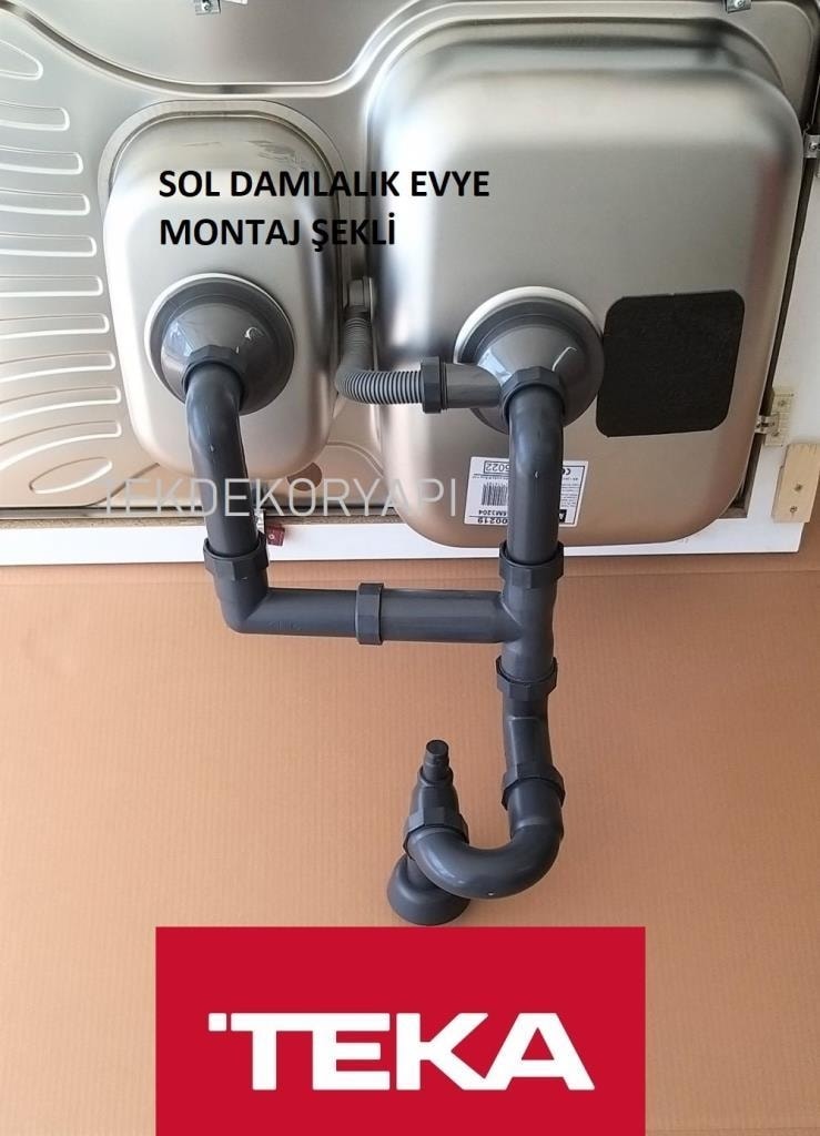 TEKDEKOR TEKA ORJİNAL 1,5 GÖZ TAŞMALI EVYE SİFON TAKIMI