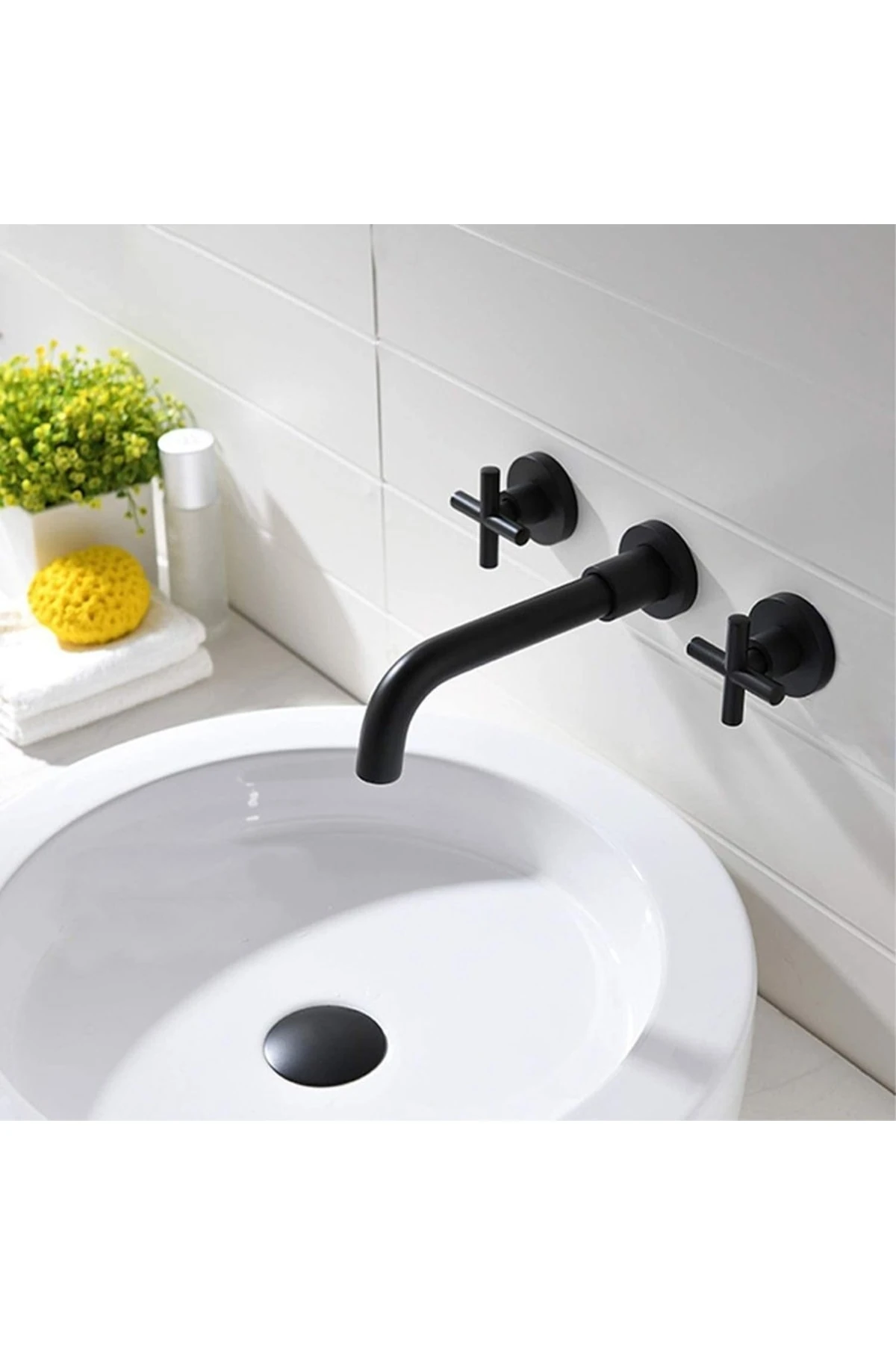 Duvardan Ankastre Lavabo Bataryası Siyah Kda102-b