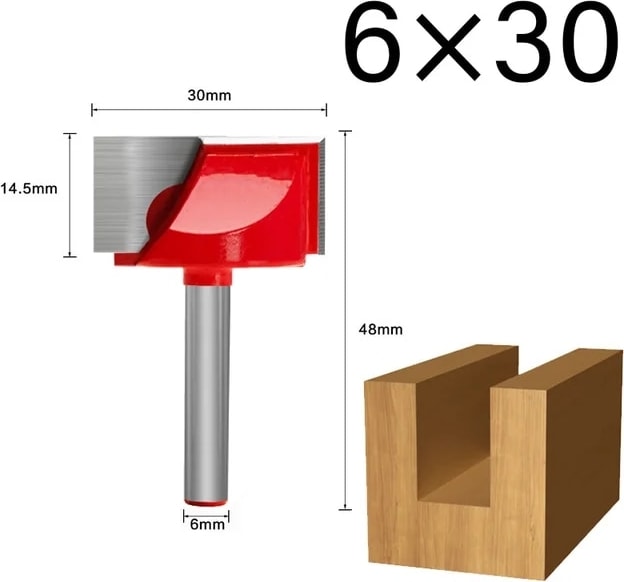 6X30MM 6mm Shank Yüzey Planya Alt Temizleme Ahşap Freze Cnc Kesici Gravür Bıçağı Yönlendirici Bit Ağaç Işleme Aleti 10-32MM (Yurt Dışından)