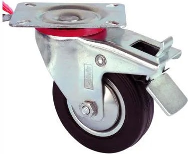 Servis Tekeri - Tablalı Frenli Siyah Döner - Çap 150 mm - Lisinya