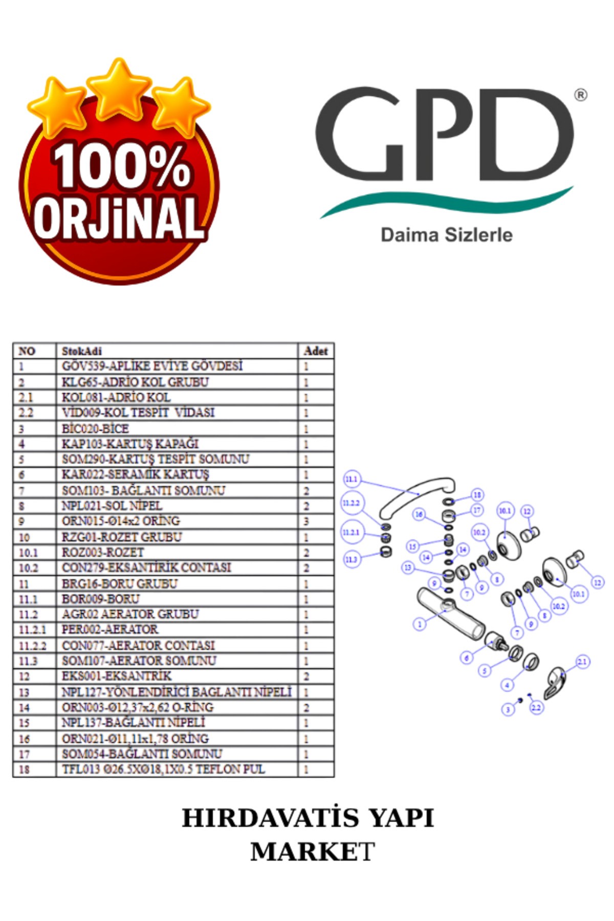 Adrio MAU120 Üstten Aplike Eviye Bataryası