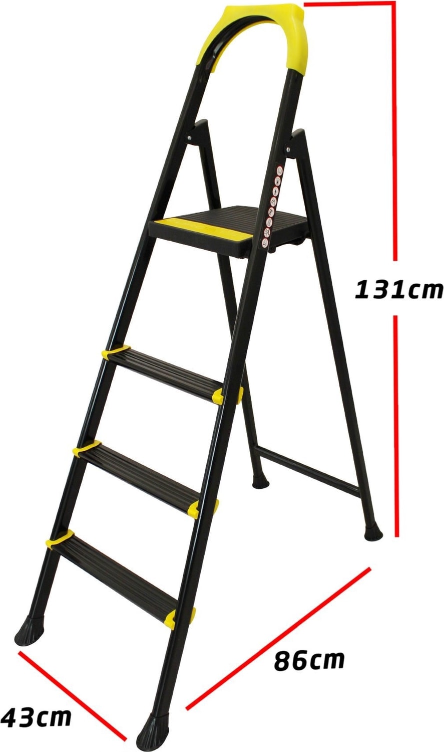 Leo 3+1 Basamaklı Metal Siyah Merdiven