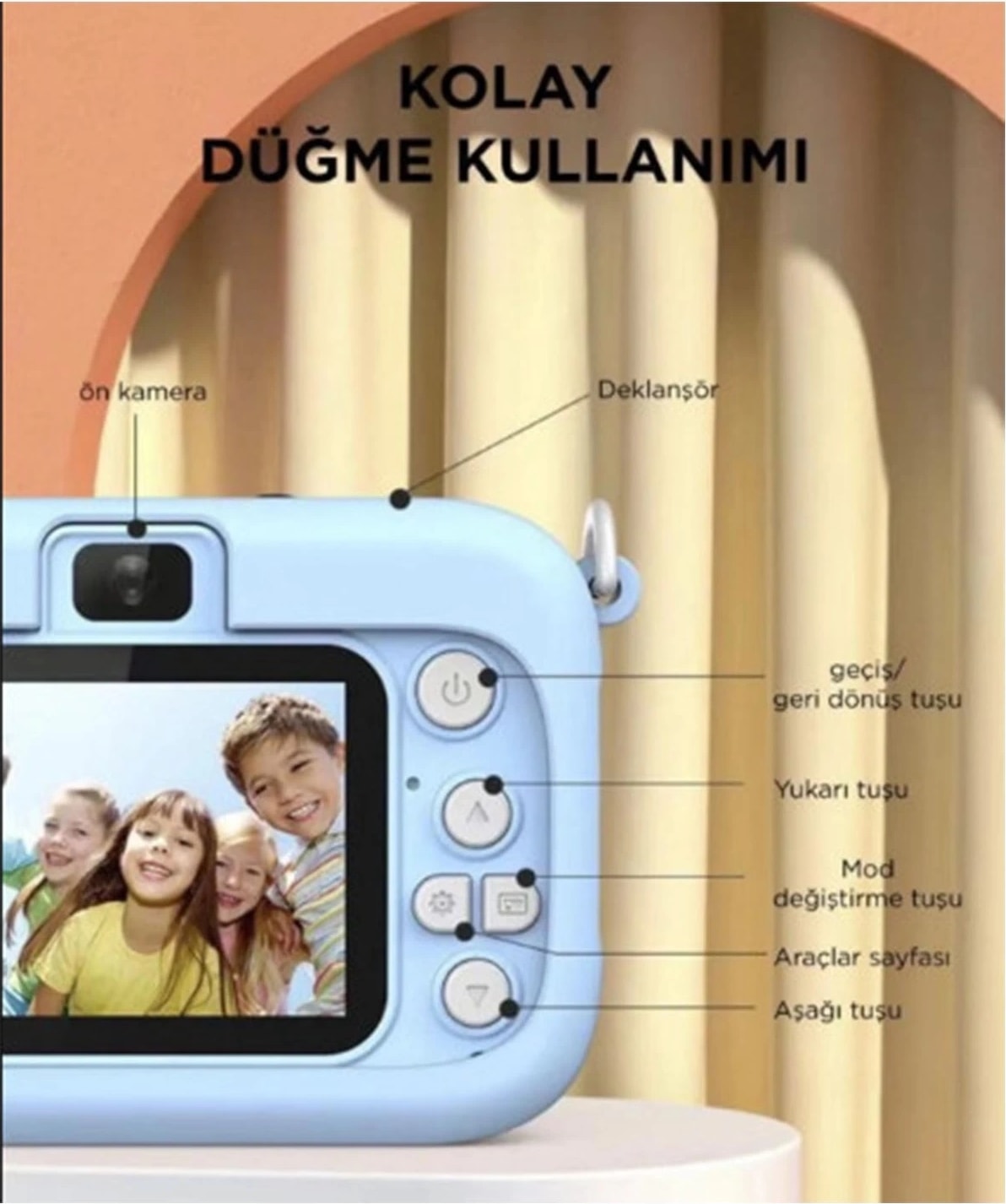 Buğz Mini 1080P Hd Çocuk Kamera Dijital Fotoğraf Makinesi 2.0 Inç Ekran 5 Adet Oyun Pembe