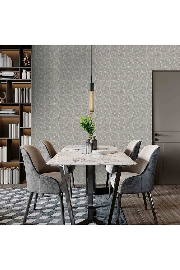Omega 23201-4 Koyu Gri Istiridye Desenli Duvar Kağıdı 16,50m2